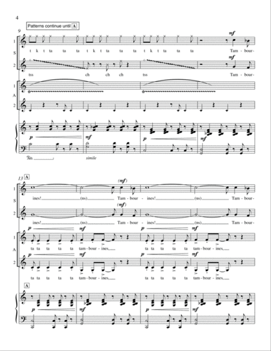 Tambourines from Harlem Songs SSAA scores gallery preview page 4