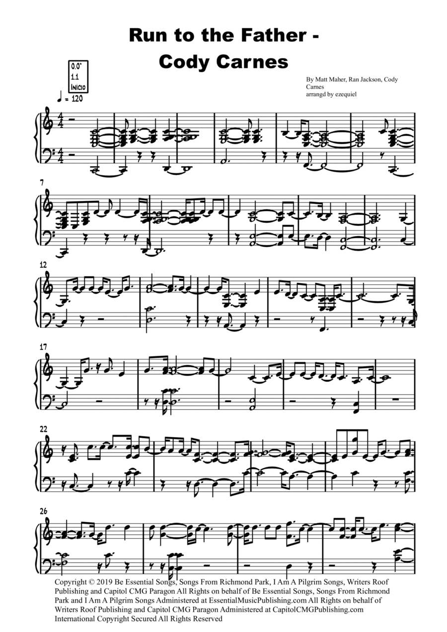 Run To The Father Piano Solo scores gallery preview page 1