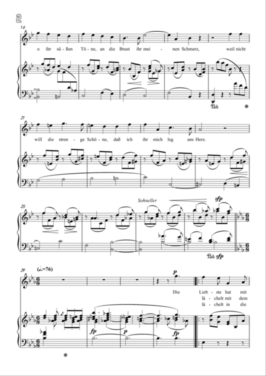 Schumann-Meine Töne still und heiter,Op.101 No.1 in B♭ Major for Voice and Piano Voice Solo scores gallery preview page 3