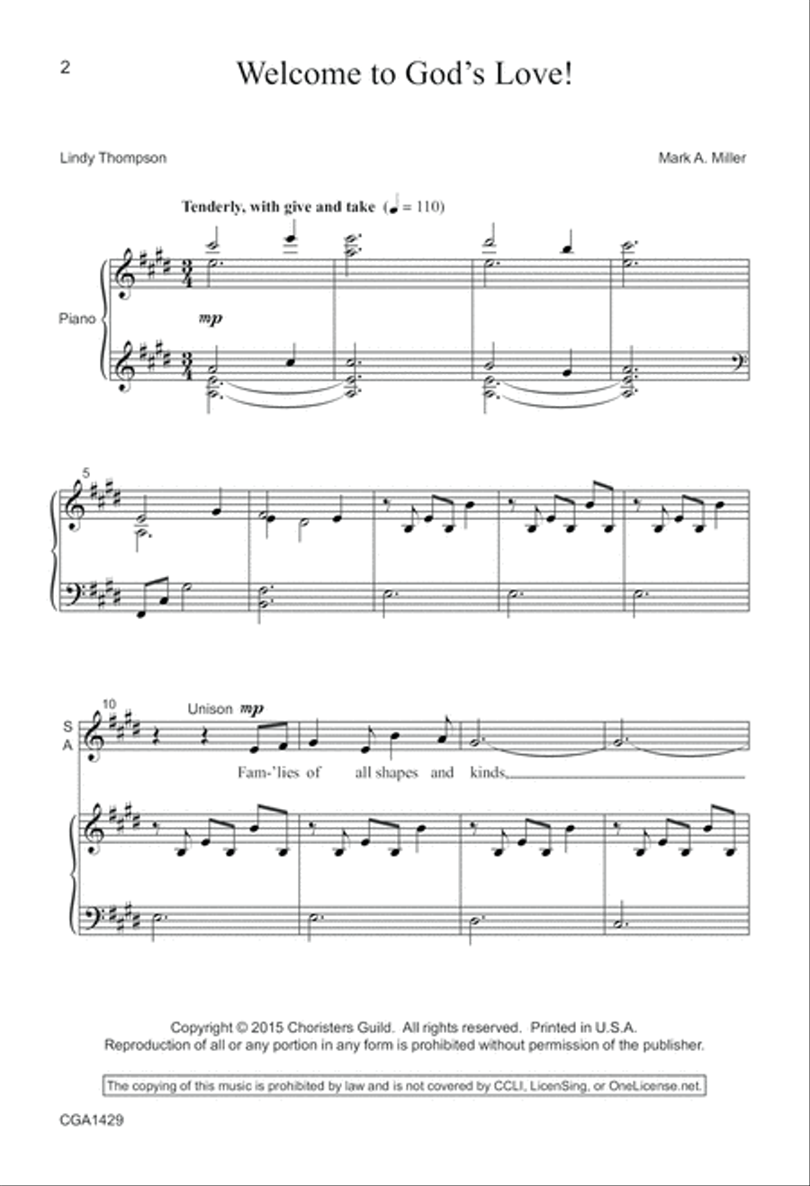 Welcome to God's Love! 4-Part scores gallery preview page 2