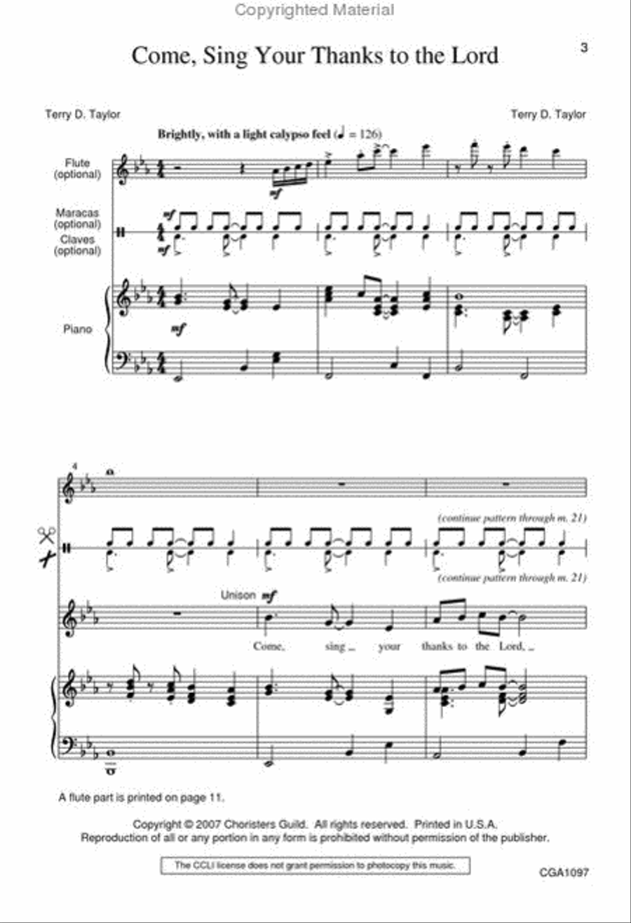 Come, Sing Your Thanks to the Lord Unison Choir scores gallery preview page 2