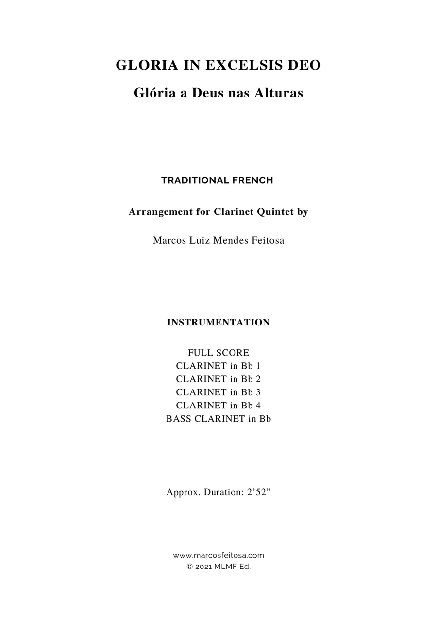 Gloria In Excelsis Deo (VERSION 2) - Clarinet Quintet Clarinet Quintet scores gallery preview page 2
