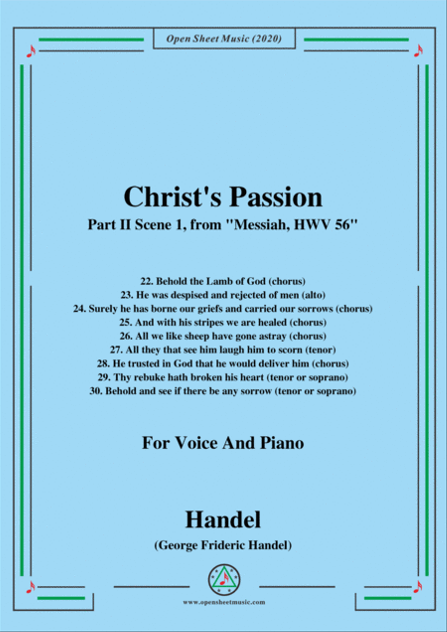 Handel-Messiah,HWV 56,Part II,Scene 1,for Voice and Piano Voice Solo scores gallery preview page 1