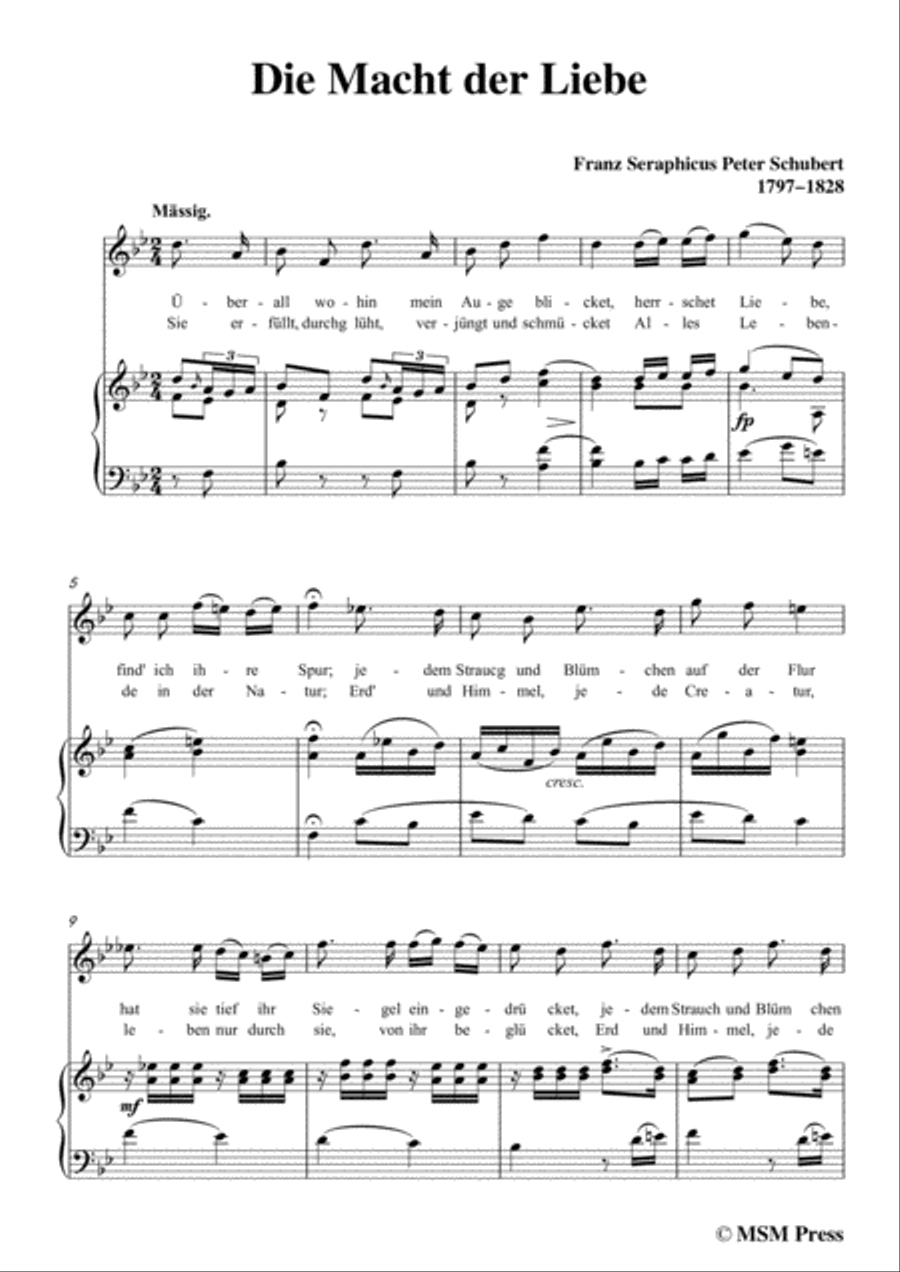 Schubert-Die Macht der Liebe,in B flat Major,for Voice&Piano Voice scores gallery preview page 3