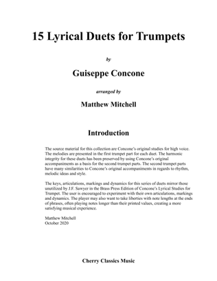 Book cover for 15 Lyrical Duets for Trumpets