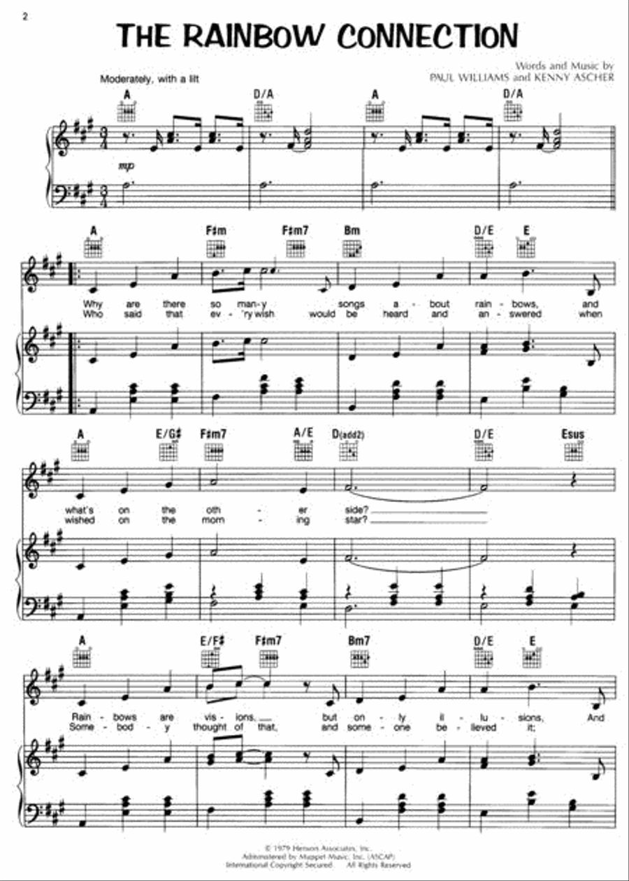 Rainbow Connection Piano, Vocal, Guitar scores gallery preview page 2