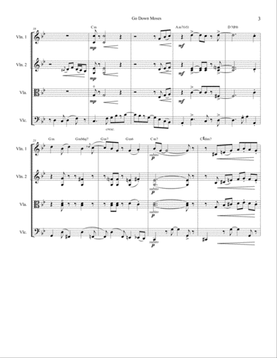 Go Down Moses - String Quartet String Quartet scores gallery preview page 4
