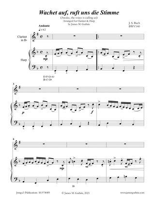 BACH: Wachet Auf BWV 140 for Clarinet & Harp