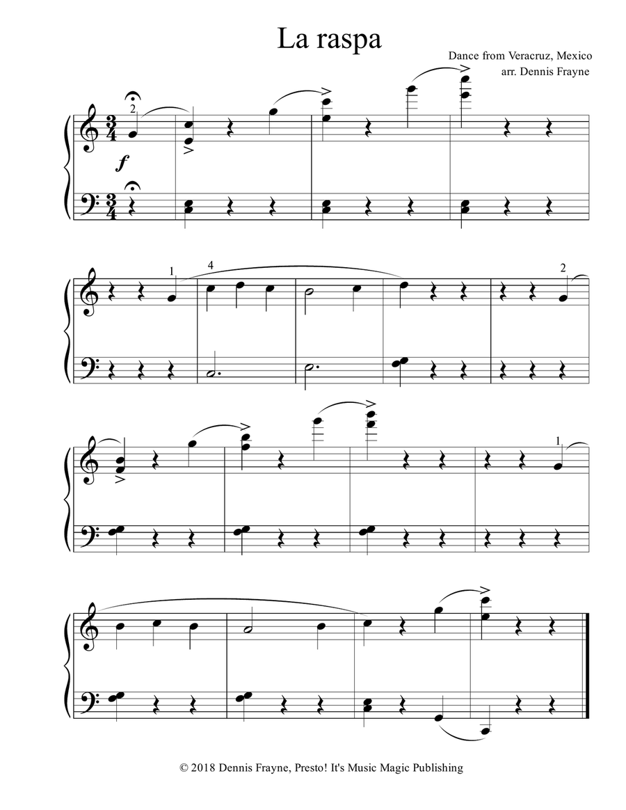 La raspa (standard notation) Easy Piano scores gallery preview page 1