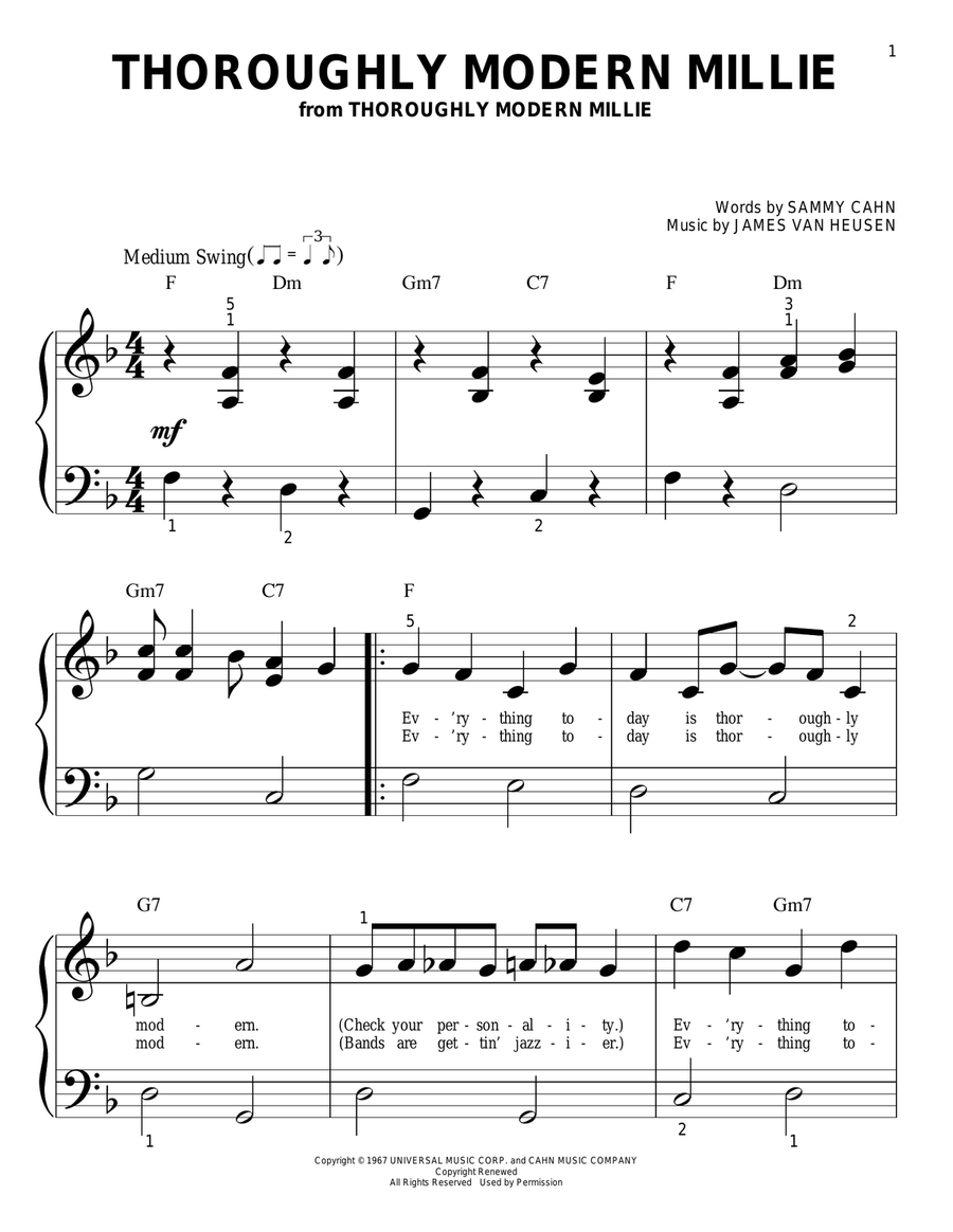 Thoroughly Modern Millie Thoroughly Modern Millie Easy Piano scores gallery preview page 1
