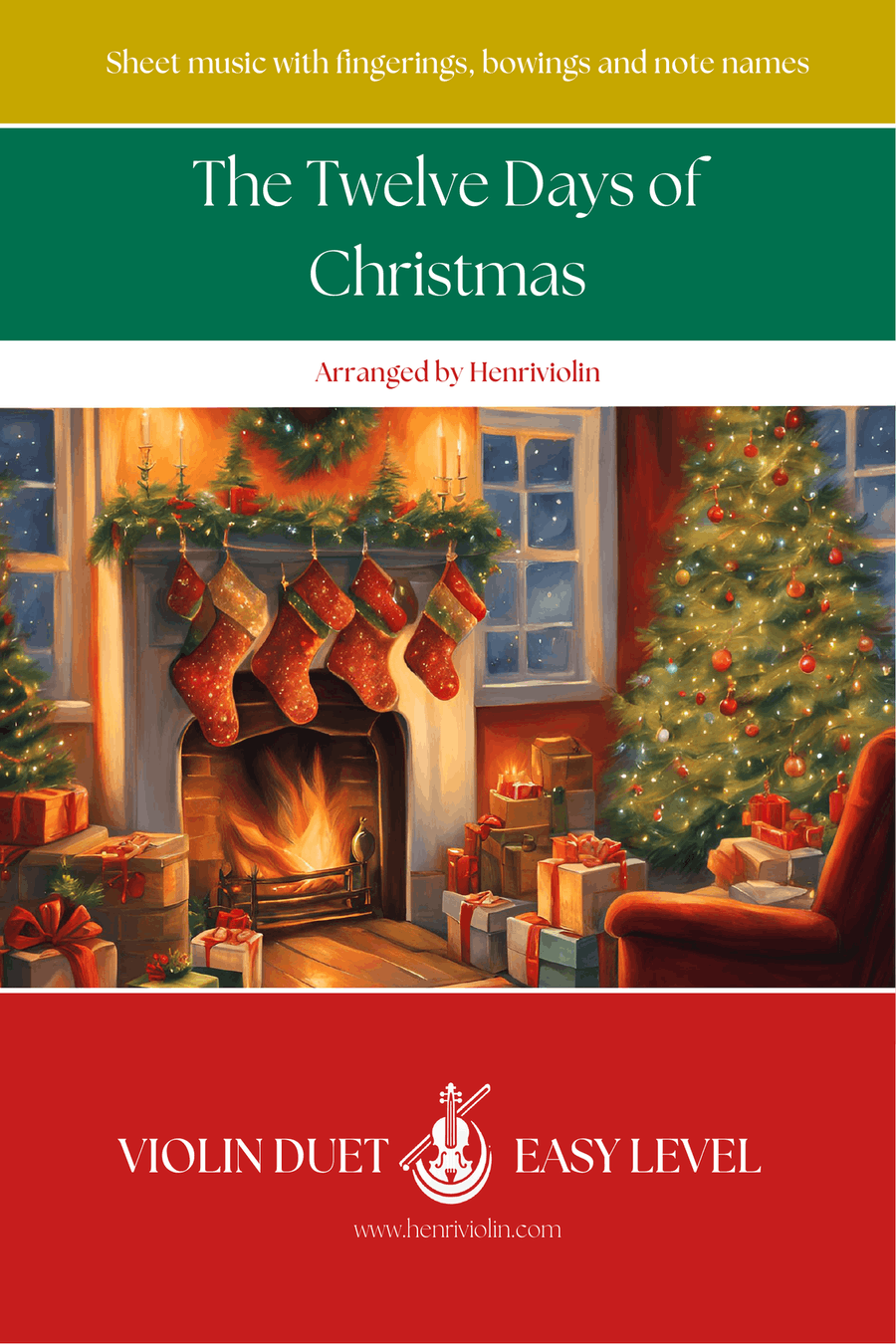 The Twelve Days of Christmas (VIOLIN DUET - EASY LEVEL) String Duet scores gallery preview page 1