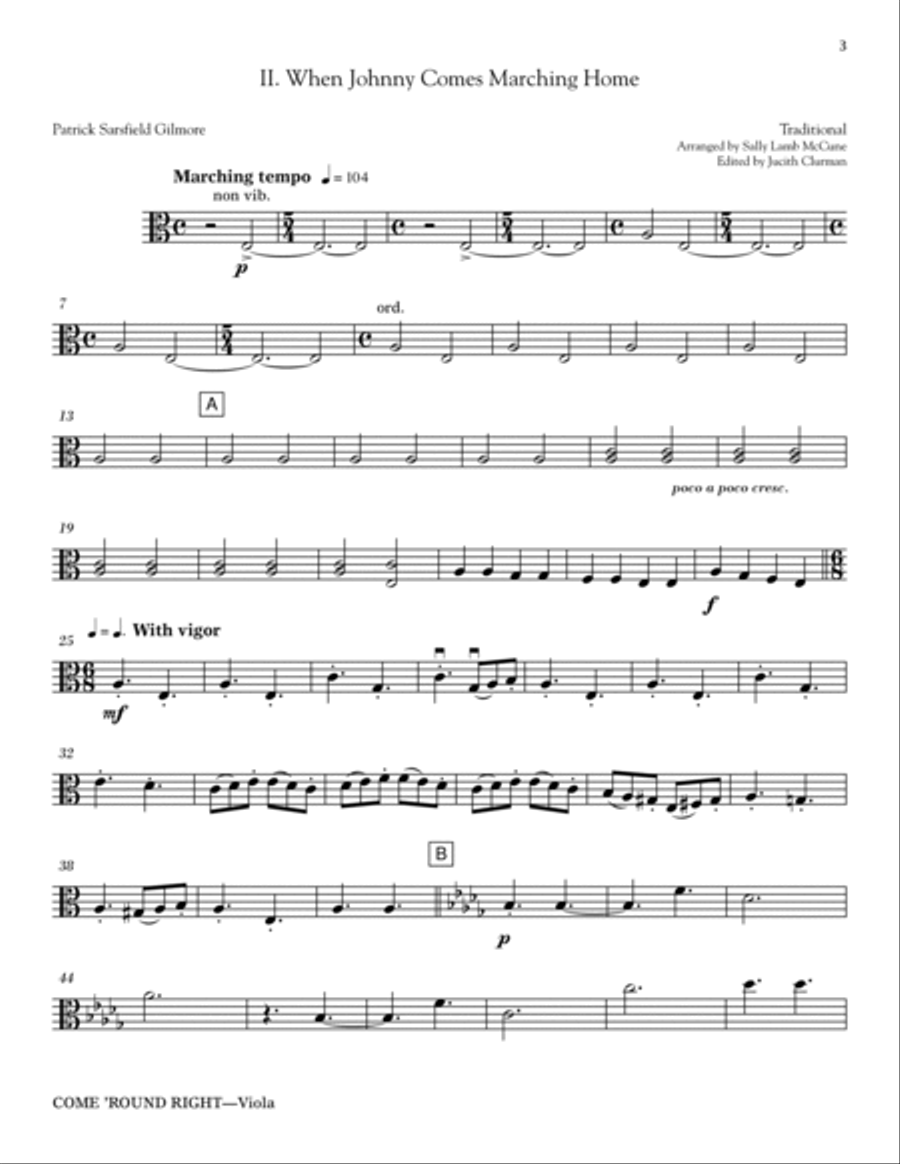 Come 'Round Right; A Folk Song Suite - Viola Choir scores gallery preview page 3