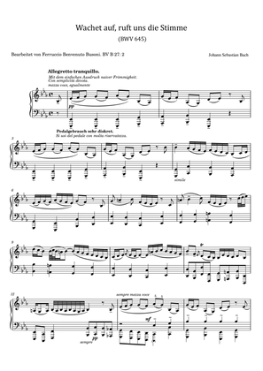 Bach - Wachet auf, ruft uns die Stimme, BWV 645 - Original For Piano Solo Busoni. BV B 27: 2