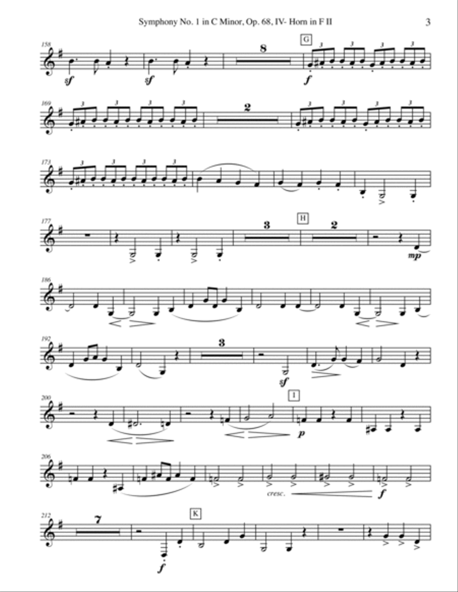 Brahms Symphony No. 1, Movement IV - Horn in F 2 (Transposed Part), Op. 68 Horn Solo scores gallery preview page 3