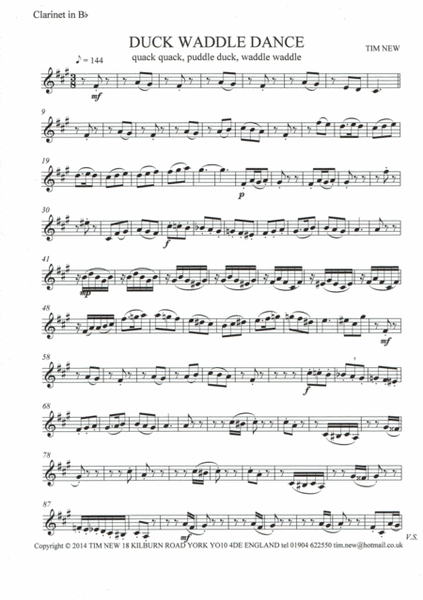 Duck Waddle Dance clarinet in Bb part image number null