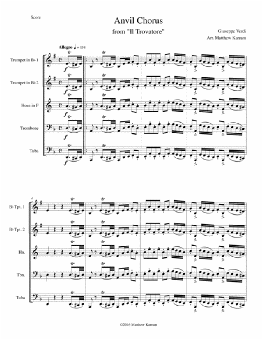 Anvil Chorus Anvil Chorus Brass Ensemble scores gallery preview page 1