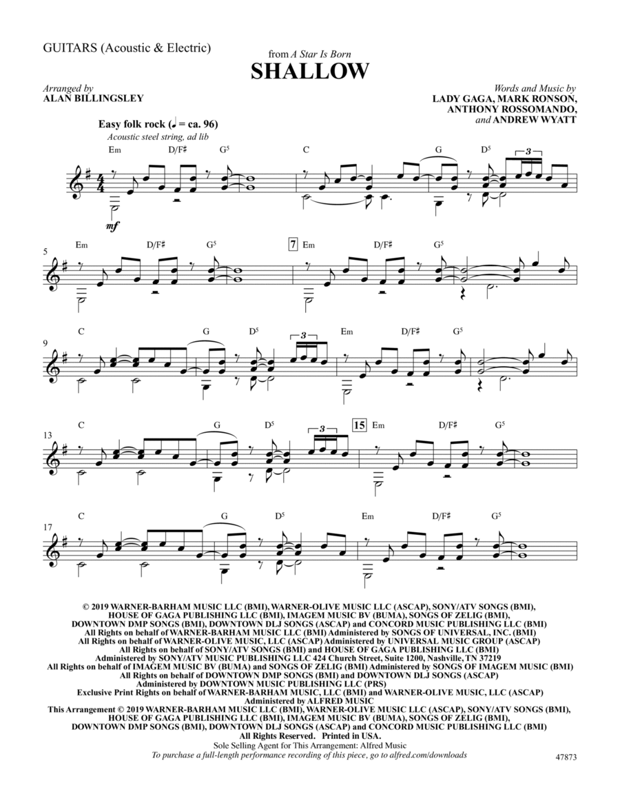 Shallow: Guitar Guitar scores gallery preview page 1