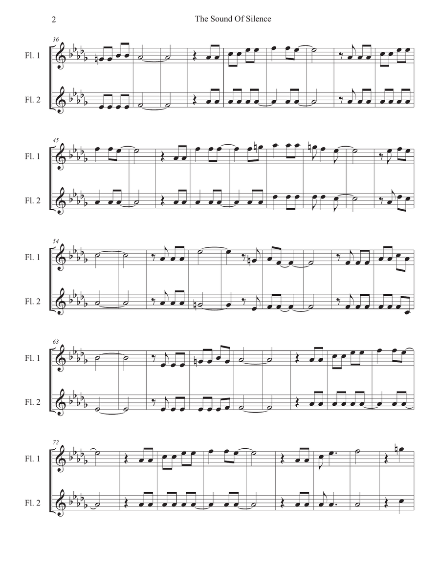 The Sound Of Silence Flute Duet scores gallery preview page 2
