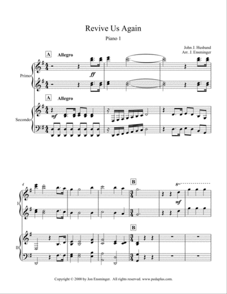 Revive Us Again Piano Duet scores gallery preview page 1