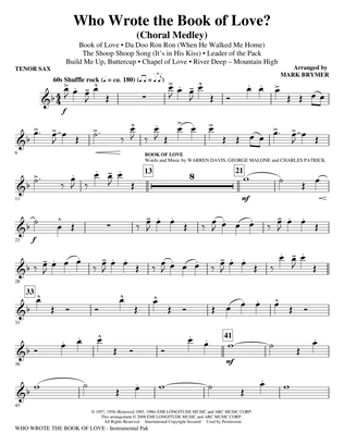 Book cover for Who Wrote The Book Of Love? (Choral Medley) - Tenor Sax