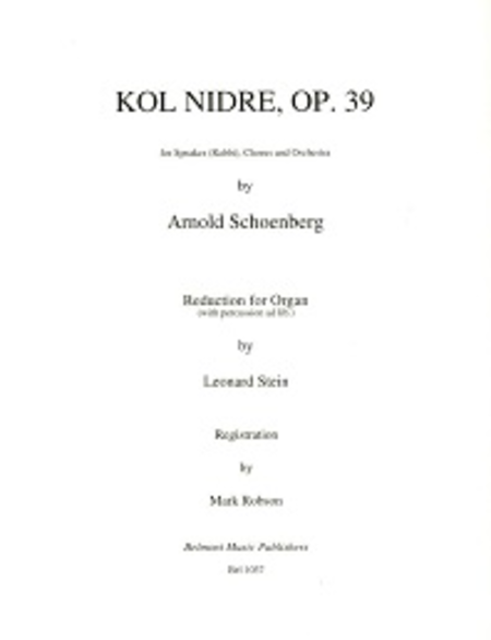Kol Nidre arranged for organ, Op. 39