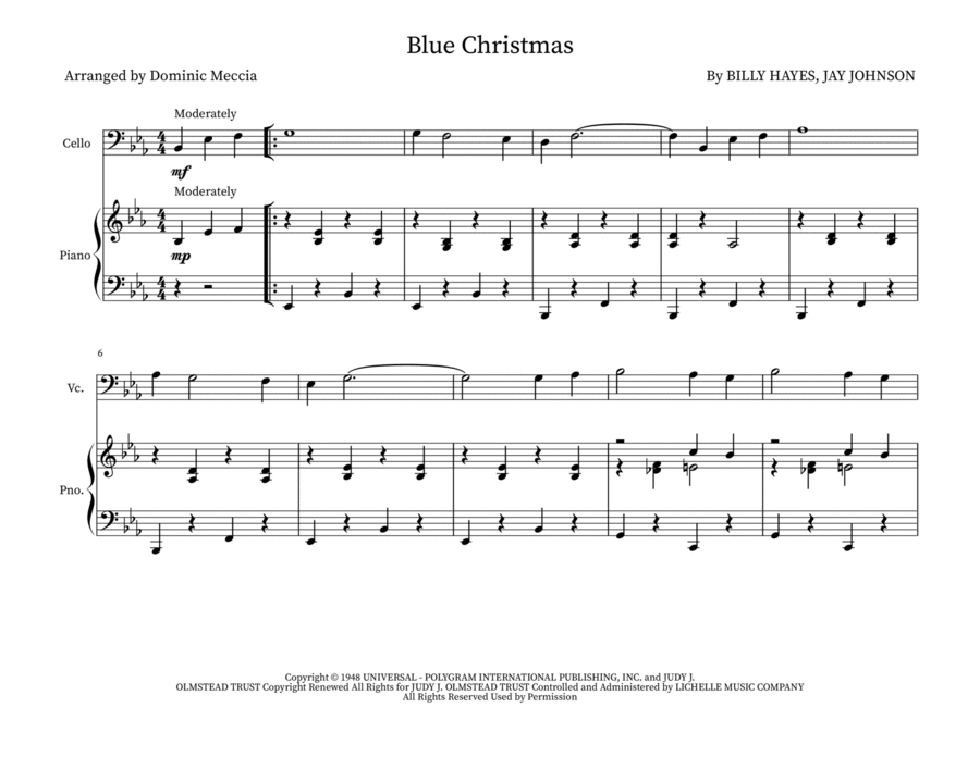 Blue Christmas String Duet scores gallery preview page 1
