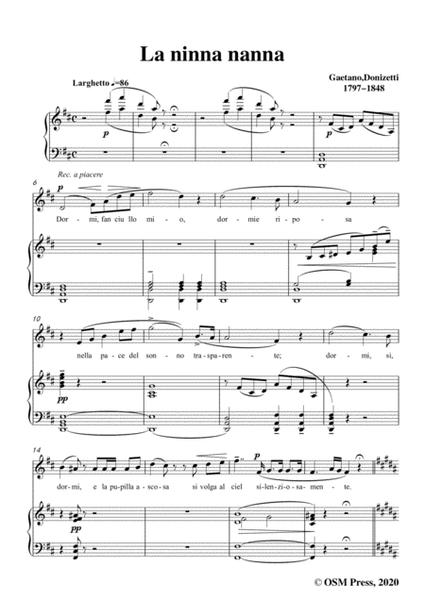 Donizetti-La ninna nanna,in b minor,for Voice and Piano