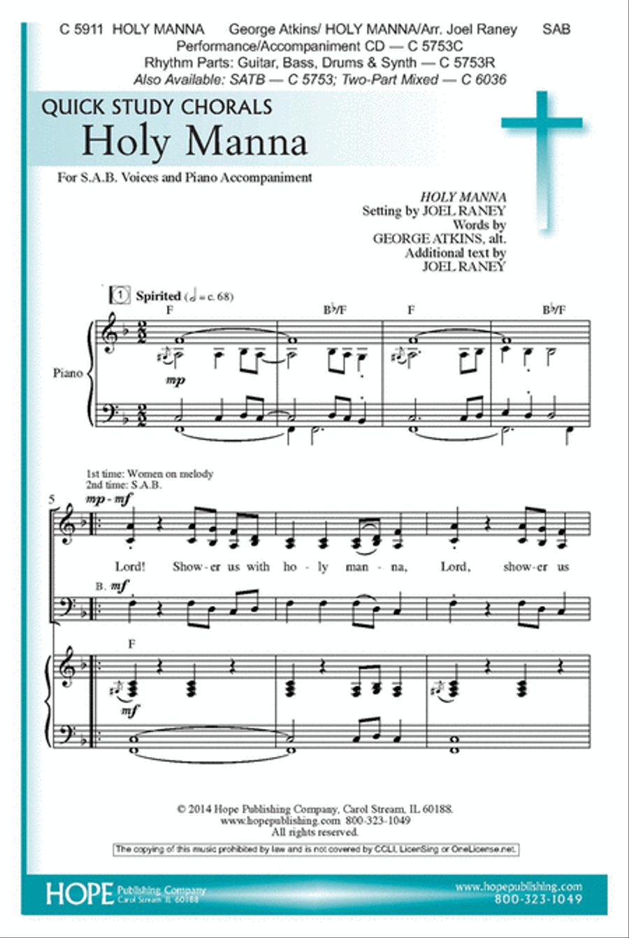 Holy Manna 3-Part scores gallery preview page 1