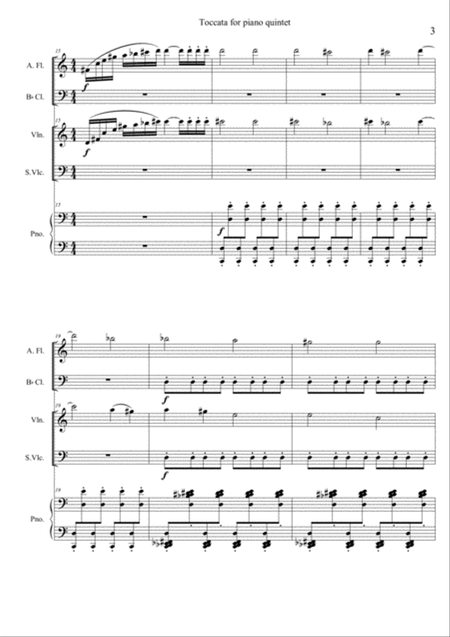 Toccata for Piano Quintet Small Ensemble scores gallery preview page 3