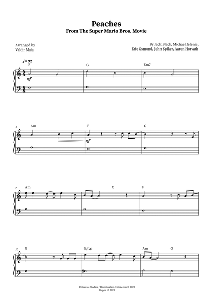 PEACHES (C) (THE SUPER MARIO BROS. MOVIE) Sheet music for Piano, Flute  (Solo)