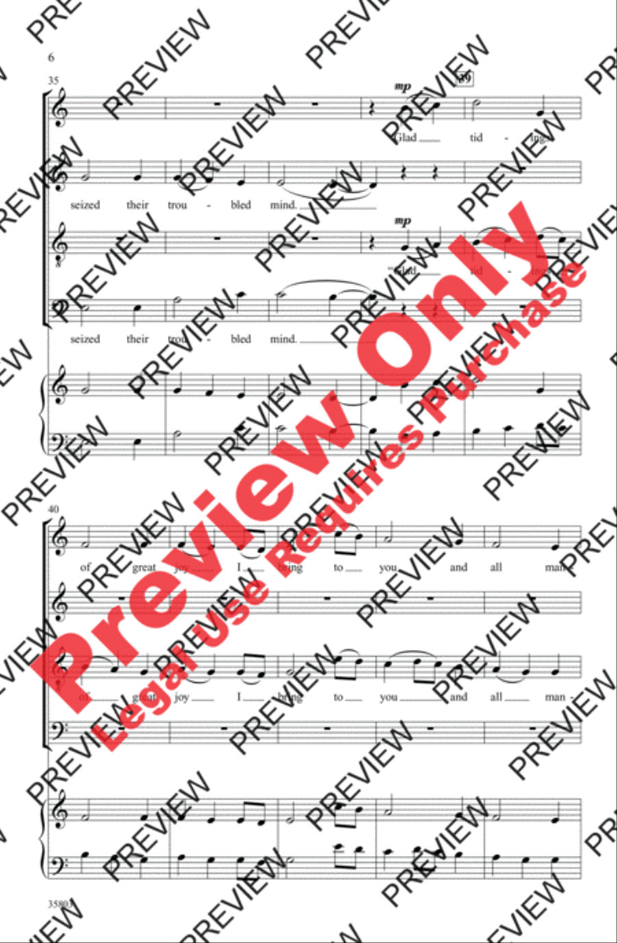 While Shepherds Watched Their Flocks 4-Part scores gallery preview page 6