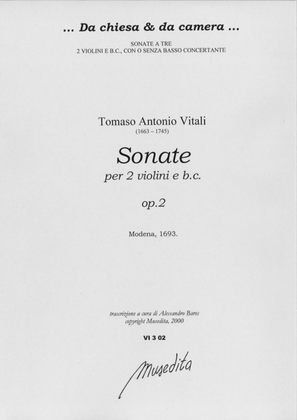 Book cover for Sonate op.2 (Modena, 1693)