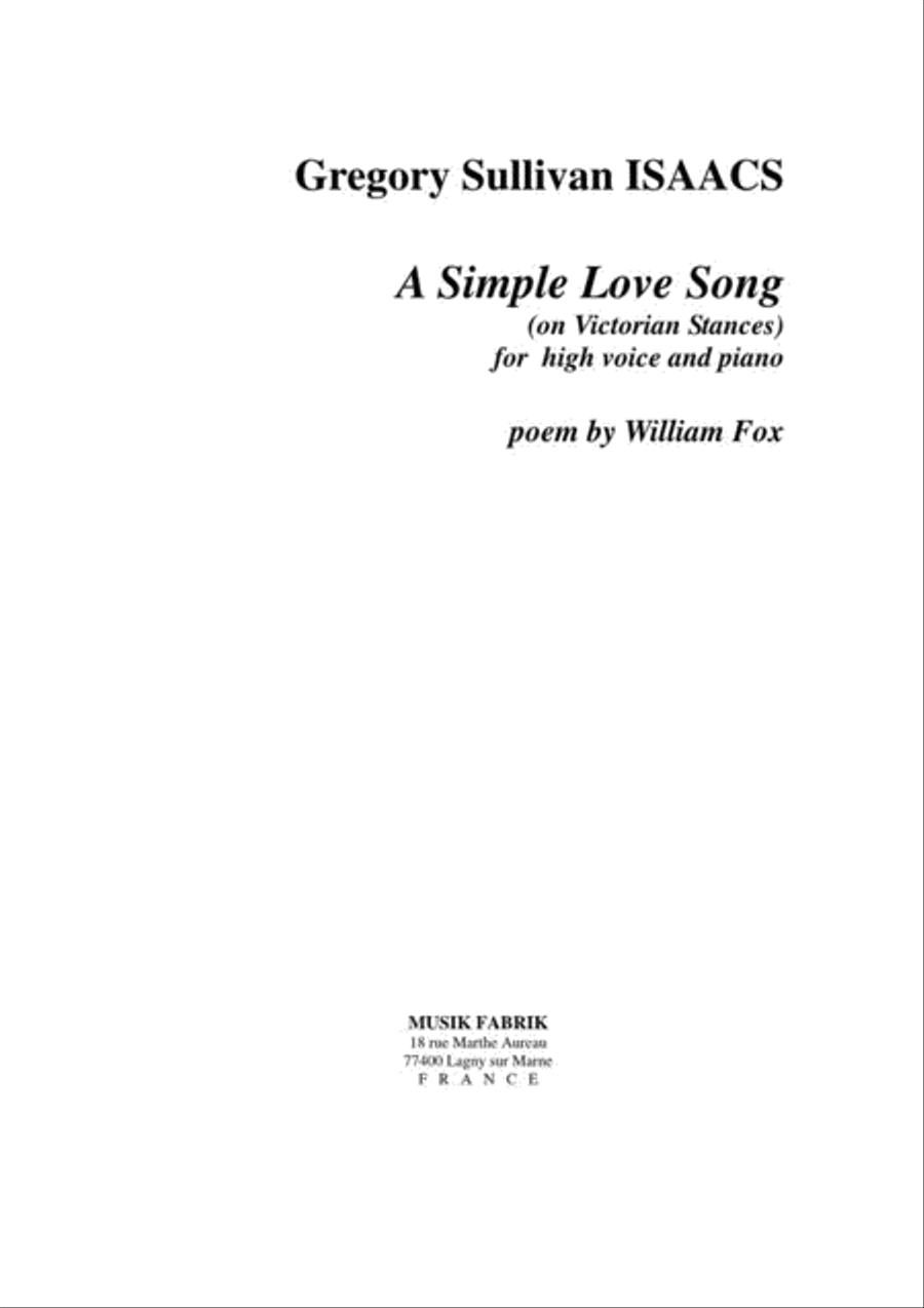 A Simple Love Song (eng. tx by William Fox) High Voice scores gallery preview page 1