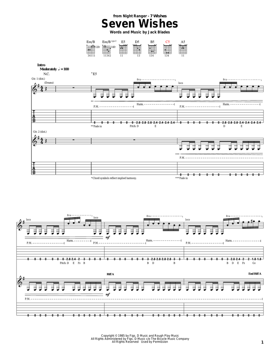 Seven Wishes Acoustic Guitar scores gallery preview page 1