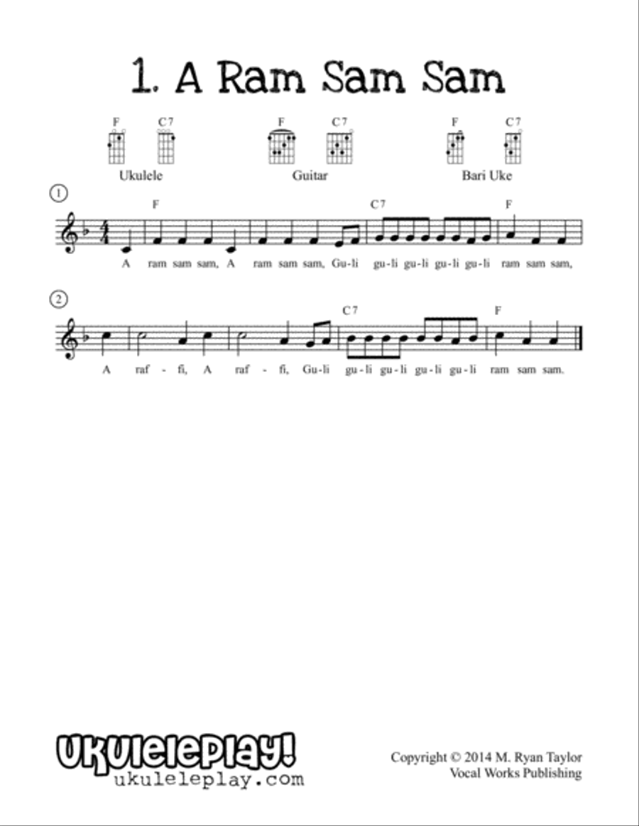 Two Chord Camp Songs for Ukulele: Silly, Crazy, Fun Songs for Group Singing Small Ensemble scores gallery preview page 2