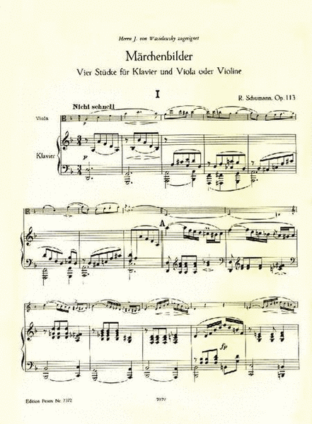 Märchenbilder (Fairy-Tale Pictures) Op. 113 for Viola (Violin) and Piano