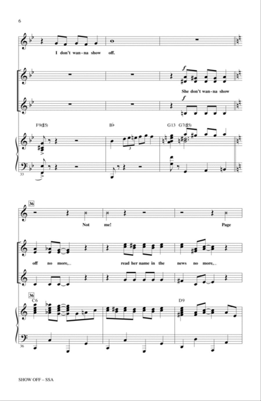 Show Off (from The Drowsy Chaperone) SSA scores gallery preview page 5