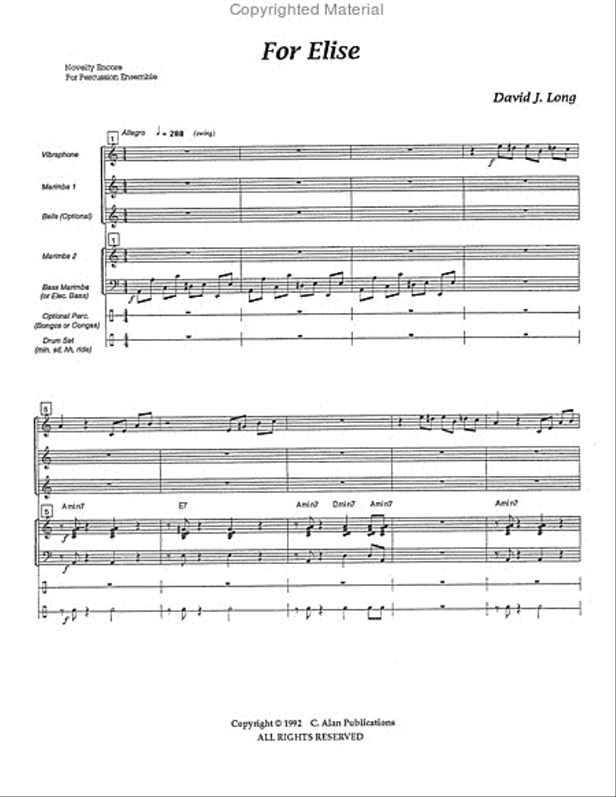 For Elise For Elise Percussion Ensemble scores gallery preview page 2