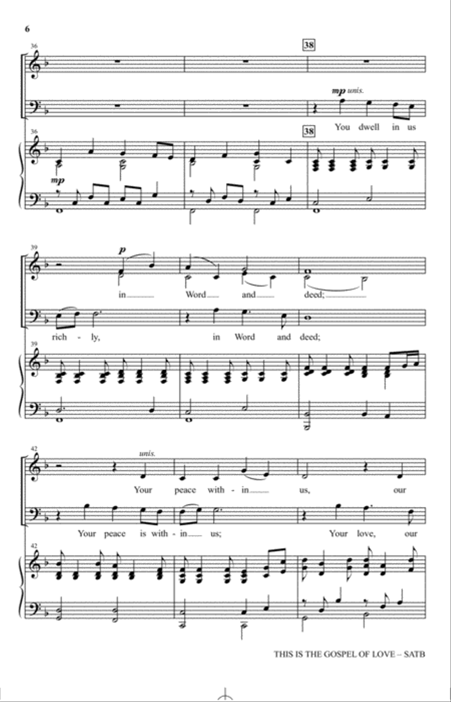 This Is The Gospel Of Love (arr. Mary McDonald) 4-Part scores gallery preview page 5
