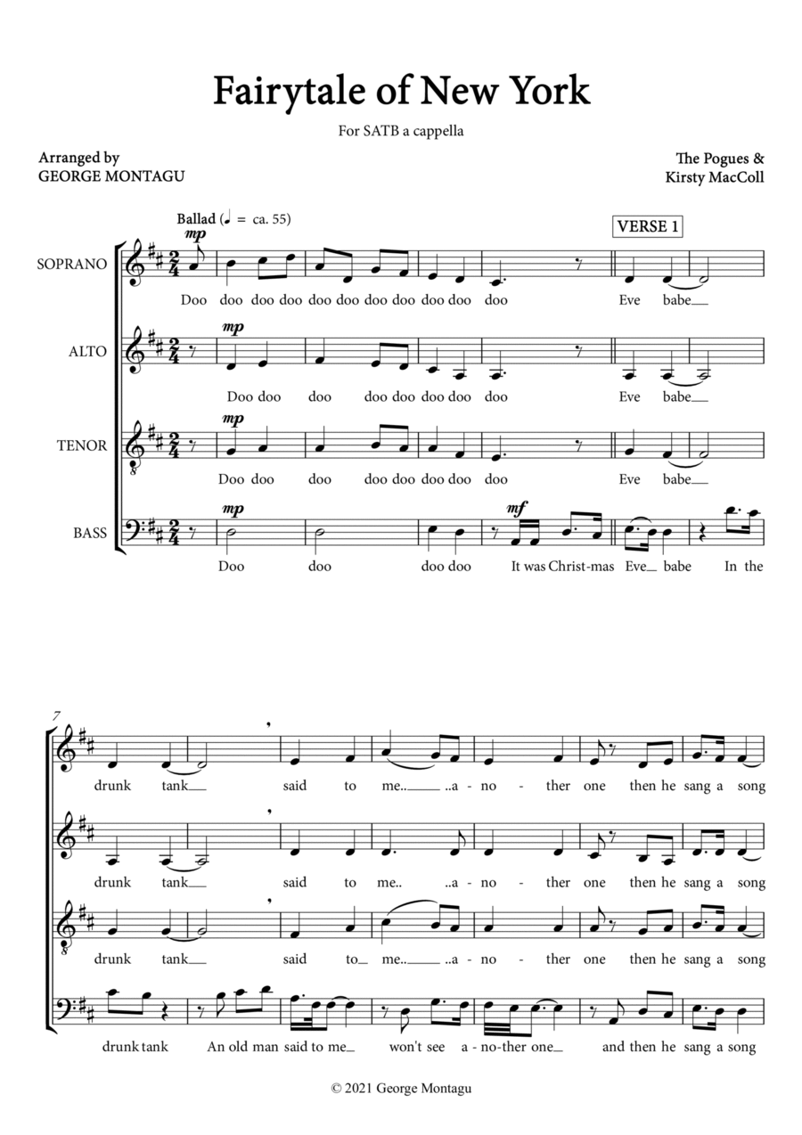 Fairytale Of New York 4-Part scores gallery preview page 1