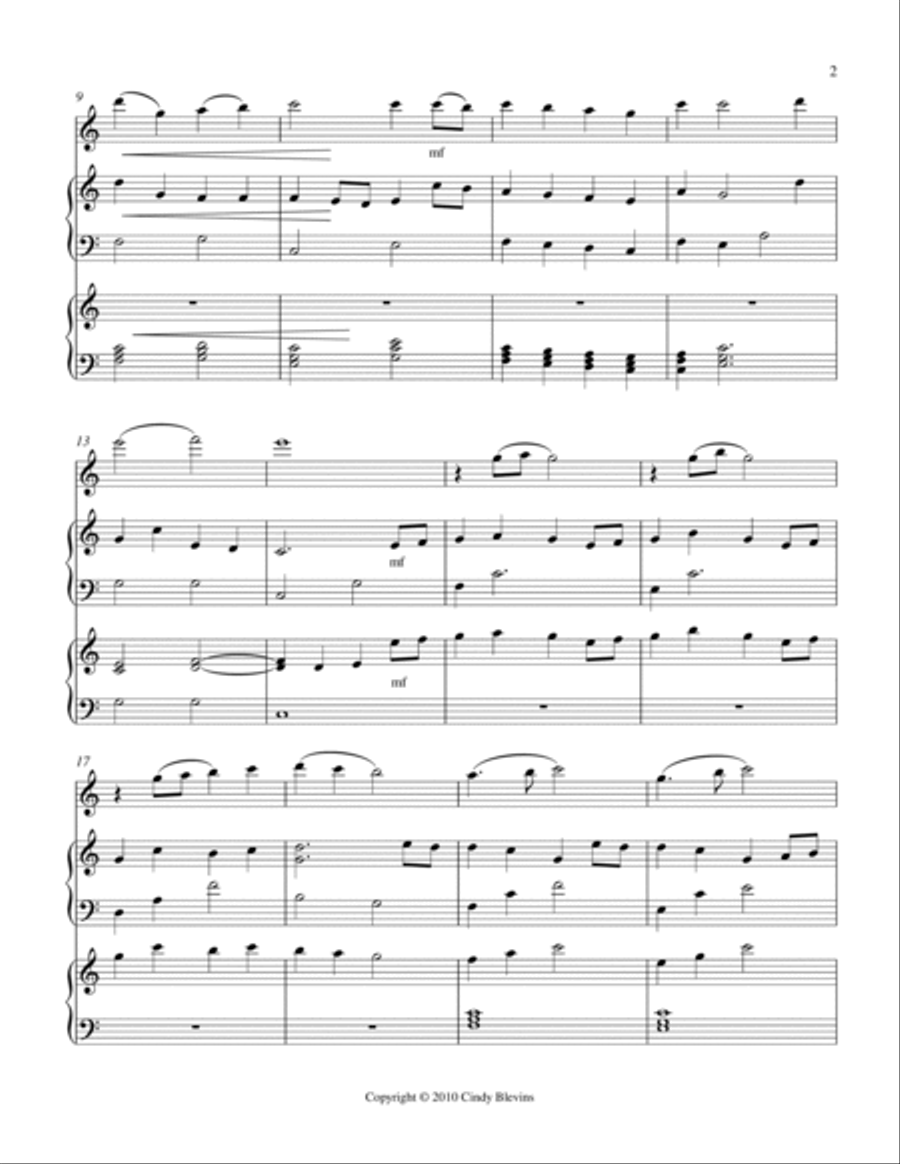While Shepherds Watched Their Flocks, for Two Harps Plus Flute Flute scores gallery preview page 3