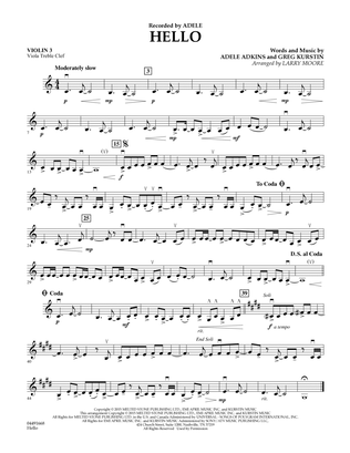 Hello - Violin 3 (Viola Treble Clef)