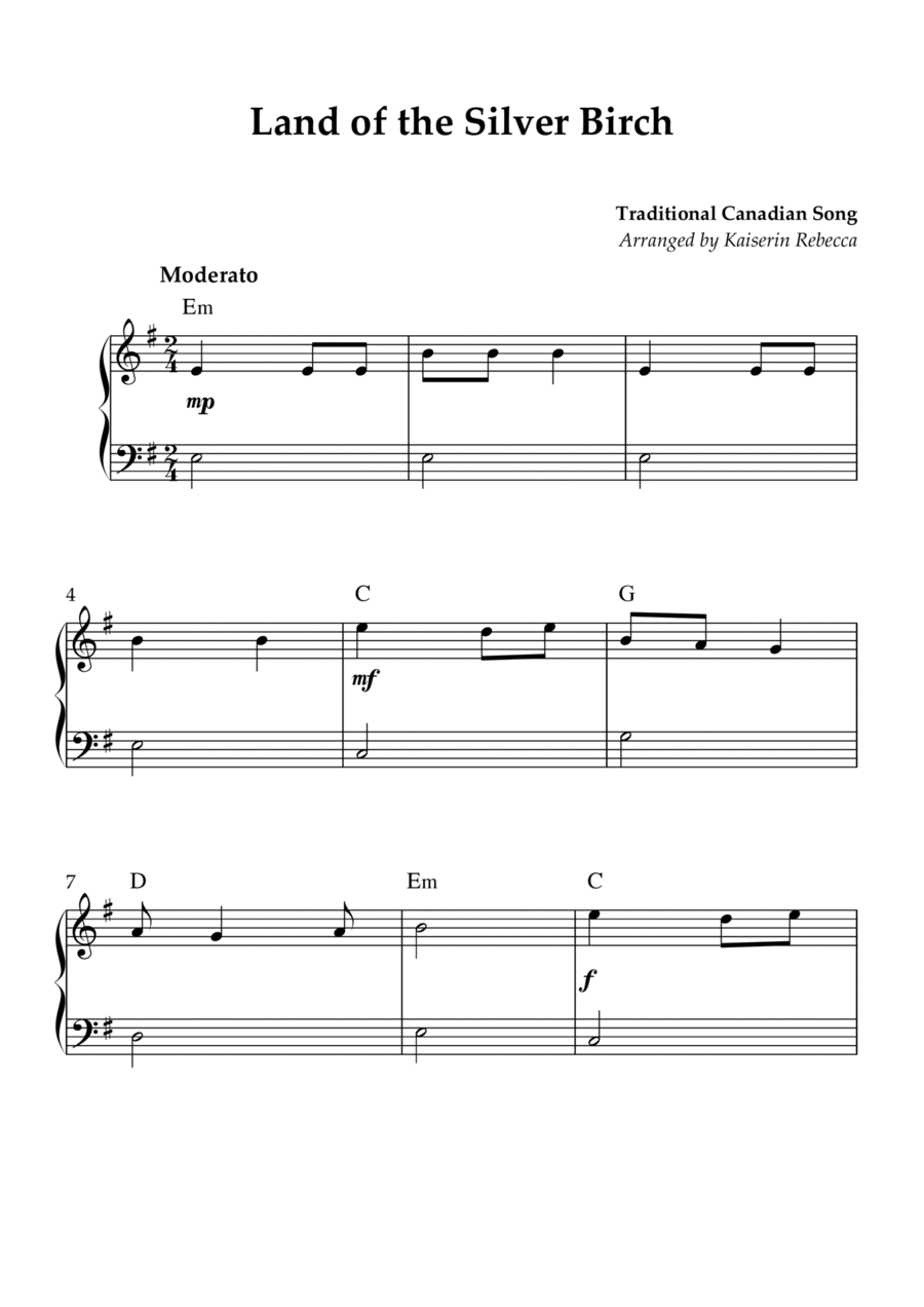Land of the Silver Birch Piano Method scores gallery preview page 1