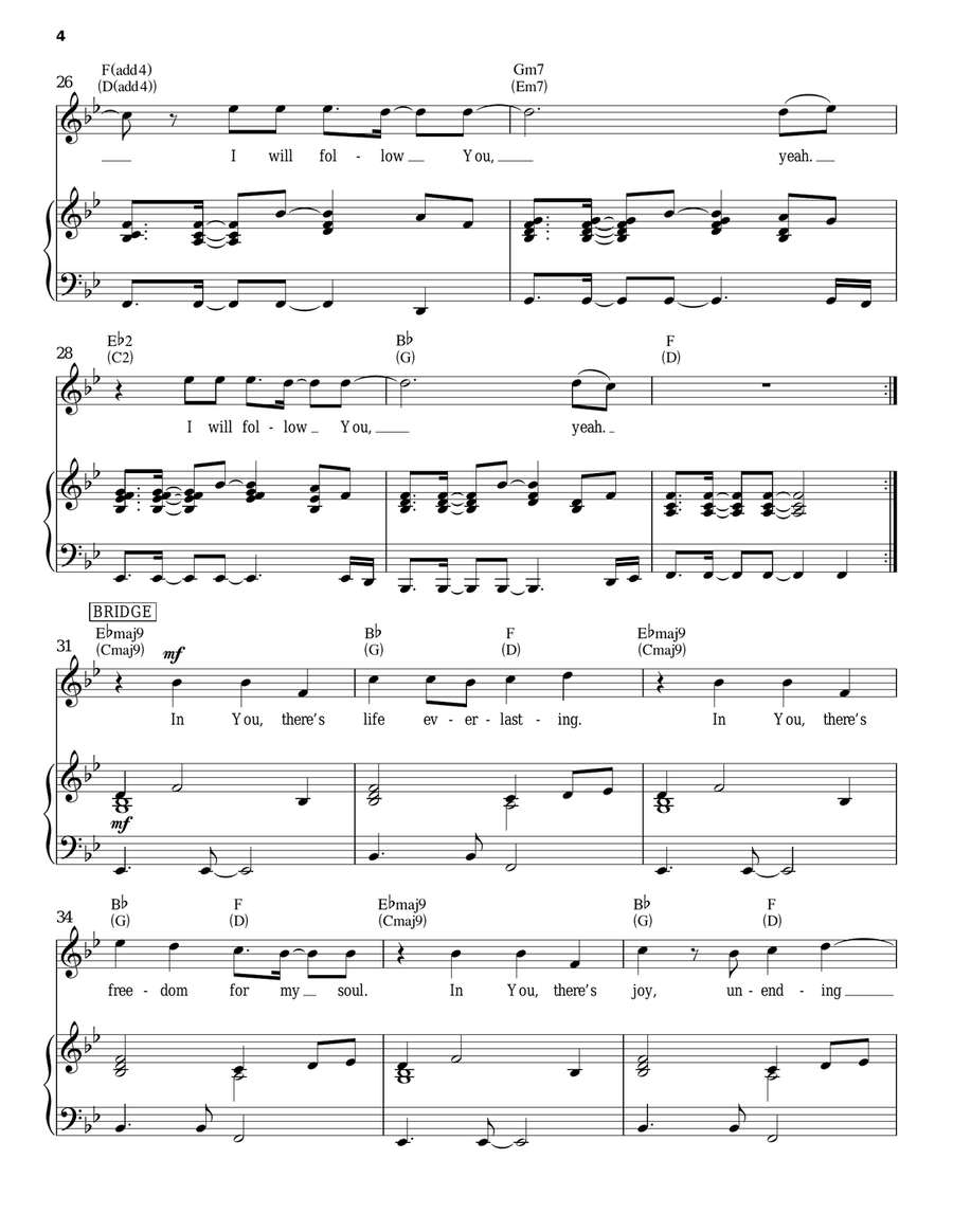 I Will Follow Piano, Vocal, Guitar scores gallery preview page 4