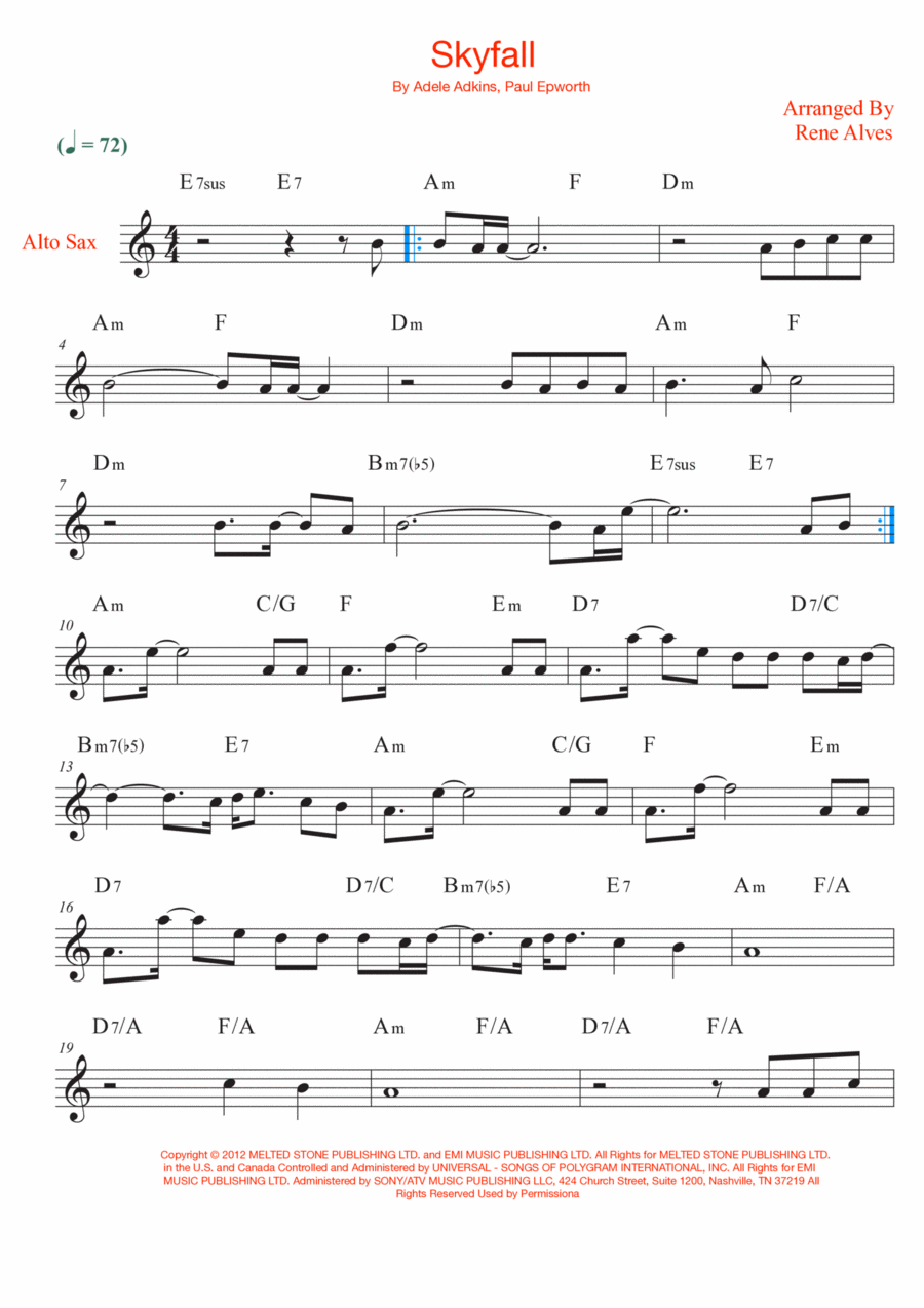 Skyfall Alto Saxophone scores gallery preview page 1
