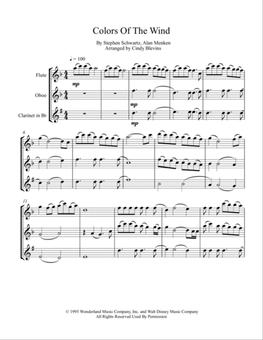 Colors Of The Wind Woodwind Trio scores gallery preview page 2