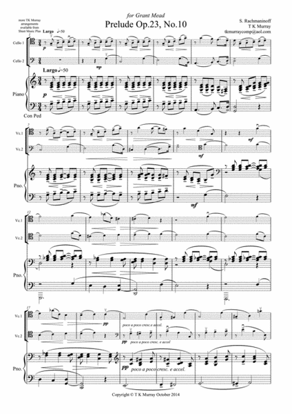 Rachmaninoff - Prelude Op23 No10 - Cello Duo 2 Cellos Cello Group