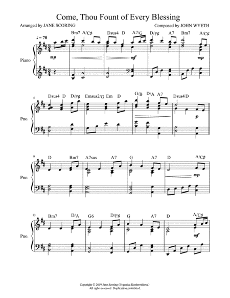 Come, Thou Fount of Every Blessing (Solo piano) image number null