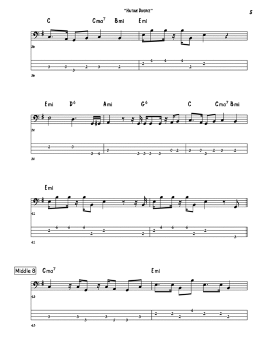 Haitian Divorce Bass Guitar scores gallery preview page 5