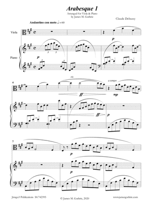 Book cover for Debussy: Arabesque 1 for Viola & Piano